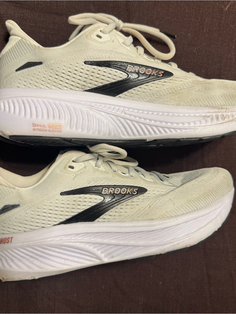 Brooks Women’s ghost Athletic Running Shoes - Cream with Black Logo
